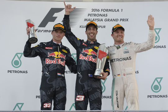 Na rozpáleném Sepangu vyhrál Daniel Ricciardo